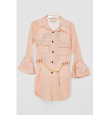 Платье-рубашка в комплекте с майкой для девочек, цвет персиковый, 247R0495