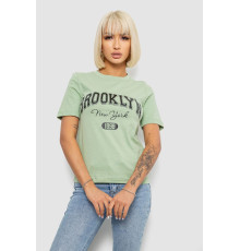 Жіноча футболка з принтом, колір оливковий, 241R137