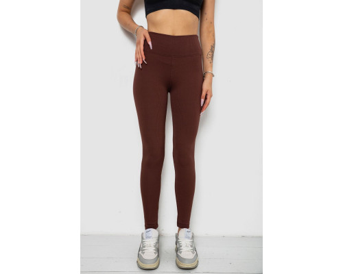 Лосини однотонні у рубчик утеплені на флісі, колір шоколадний, 238R605