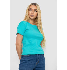 Футболка жіноча в рубчик, колір бірюзовий, 238R123-1 Футболка жіноча в рубчик, колір бірюзовий, 238R123-1