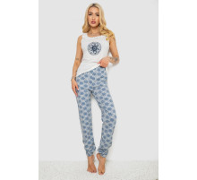 Піжама жіноча з принтом, колір молочний, 243R1484-021