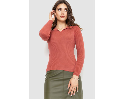 Кофта жіноча в рубчик, колір темно-кораловий, 204R015