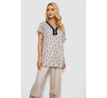 Пижама женская с принтом, цвет бежевый, 243R6968