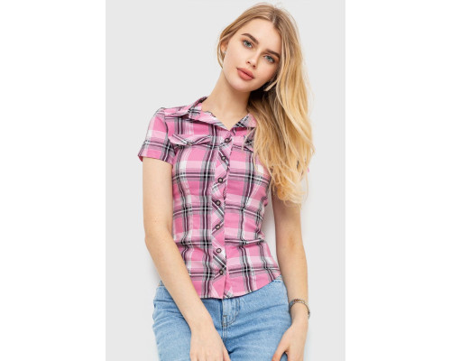 Рубашка женская в клетку, цвет розовый, 230R061-11