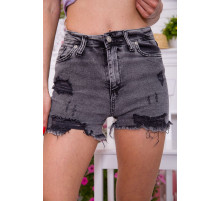 Джинсові жіночі шорти, сірого кольору рвані, 164R523