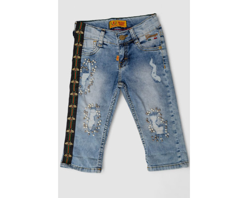 Капри джинсовые для девочек, цвет голубой, 247R2606-1
