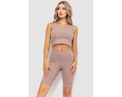 Костюм женский в рубчик повседневный, цвет темно-бежевый, 214R700