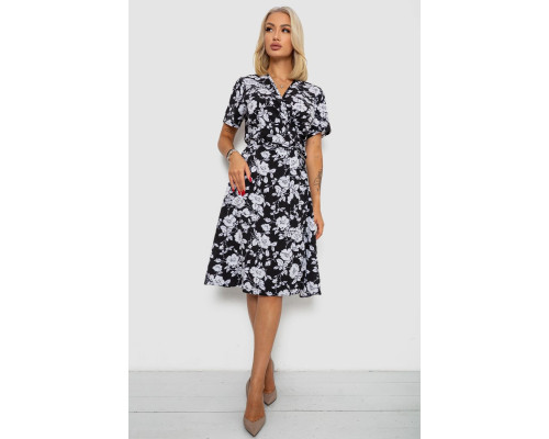Платье софт на запах с принтом, цвет черный, 230R0107