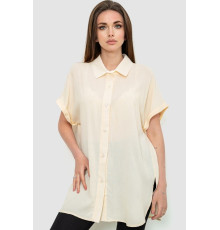 Сорочка жіноча однотонна на ґудзиках, колір світло-бежевий, 102R5230 Сорочка жіноча однотонна на ґудзиках, колір світло-бежевий, 102R5230