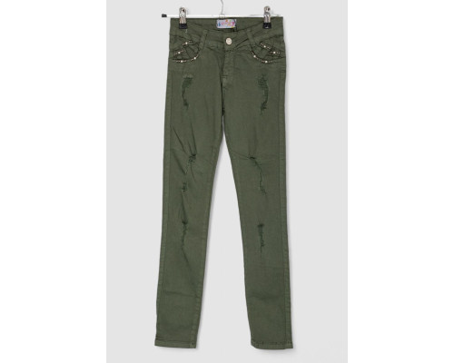 Джинсы для девочки, цвет хаки, 247R10041