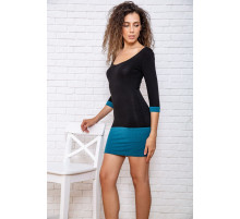 Мини-платье с рукавом 3/4, черно-зеленого цвета, 167R154