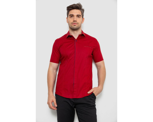 Рубашка мужская однотонная классическая, цвет бордовый, 214R7108