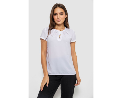 Блуза однотонна, колір білий, 230R112