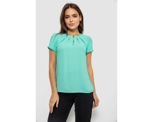 Блуза однотонна, колір м'ятний, 230R112