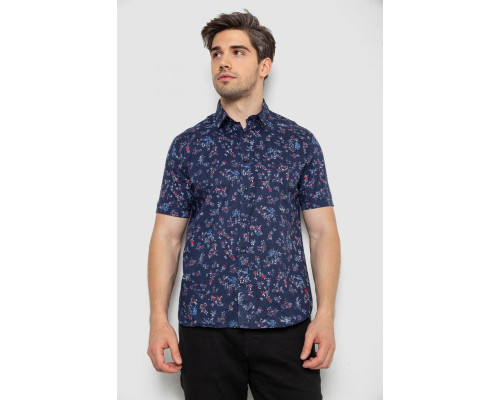 Рубашка мужская с принтом, цвет темно-синий, 214R6917-91