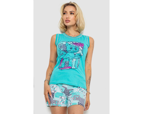 Піжама жіноча, колір бірюзовий, 243R03676