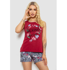 Пижама женская с принтом, цвет бордовый, 243R24499