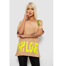 Футболка жіноча з принтом, колір бежевий, 244R2158