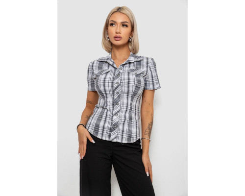 Рубашка женская в клетку, цвет бело-черный, 230R065