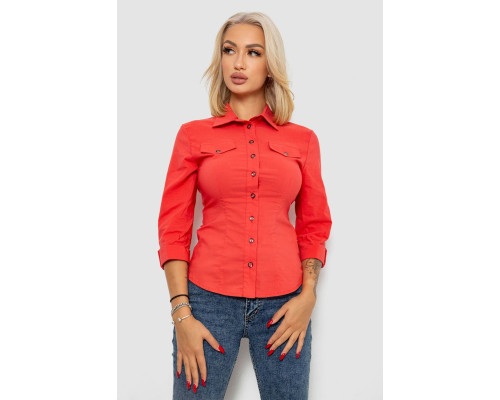 Сорочка жіноча однотонна, колір кораловий, 230R068-3