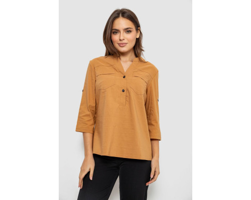 Блуза однотонная, цвет коричневый, 230R96