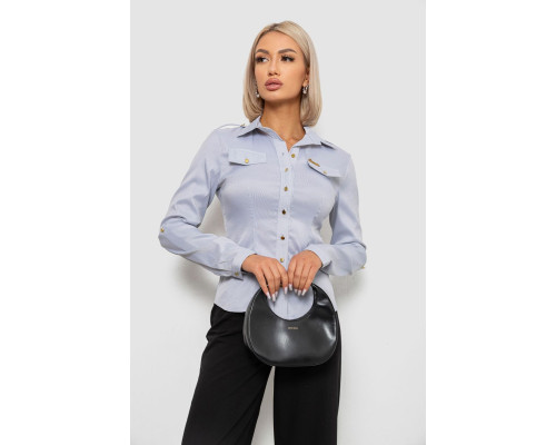 Рубашка классическая в полоску, цвет серый, 230R646