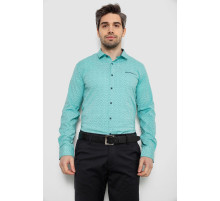 Рубашка мужская однотонная с принтом, цвет бирюзовый, 186R2028