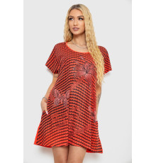 Туника женская с принтом, цвет кораллово-черный, 238RBD378