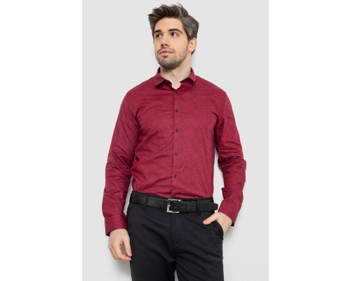Рубашка мужская с принтом, цвет бордовый, 186R2020