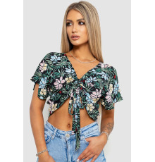 Блуза-топ с цветочным принтом, цвет черно-зеленый, 244R292