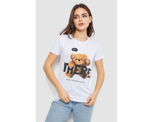 Футболка женская с принтом, цвет белый, 244R509