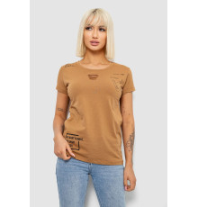 Футболка женская с принтом, цвет коричневый, 244R2218-3