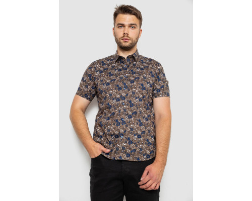 Сорочка мужская с принтом, цвет коричневый, 214R6917-10