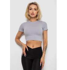 Футболка - топ жіноча в рубчик, колір світло-сірий, 238R58210