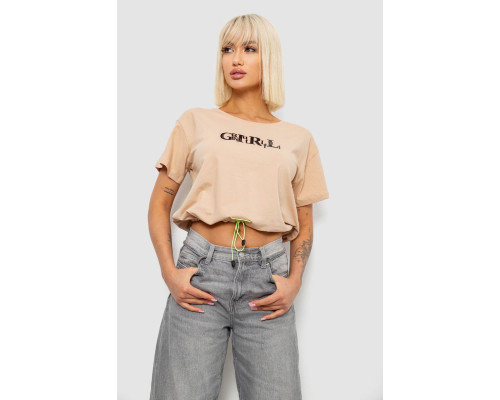 Футболка жіноча з принтом, колір бежевий, 244R2306