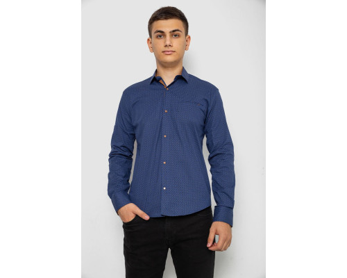 Рубашка мужская с принтом, цвет джинс, 214R7045