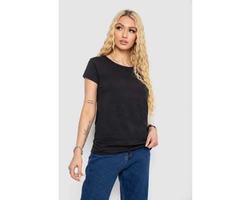 Футболка жіноча однотонна, колір чорний, 244R2206