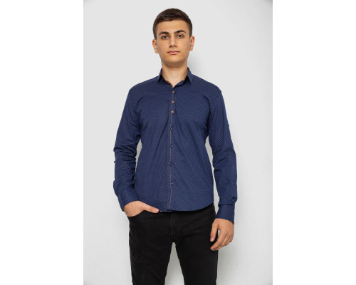 Рубашка мужская с принтом, цвет темно-синий, 214R7543-5