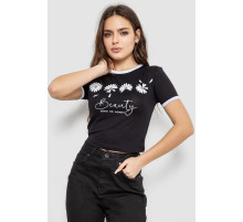 Футболка-топ жіноча з принтом, колір чорний, 244R604