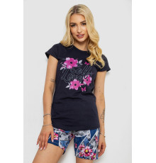 Піжама жіноча з принтом, колір темно-синій, 243R3050