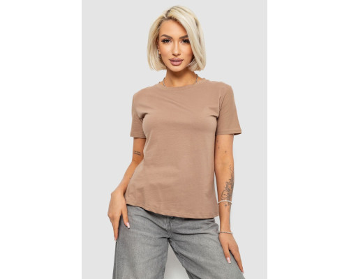 Футболка жіноча однотонна, колір бежевий, 204R3333