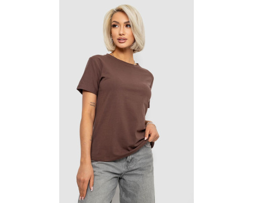 Футболка женская однотонная, цвет коричневый, 204R3333