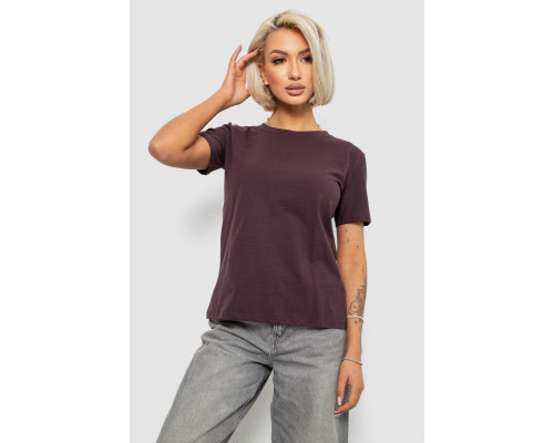 Футболка женская однотонная, цвет шоколадный, 204R3333