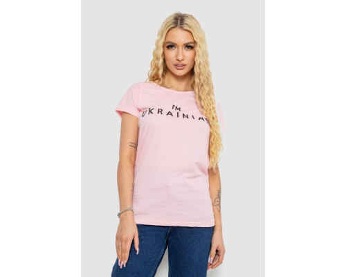 Футболка жіноча з патріотичним принтом, колір рожевий, 244R2213