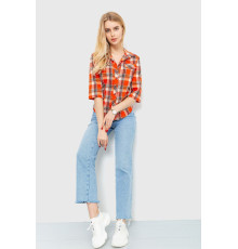 Рубашка женская в клетку, цвет оранжево-серый, 230R063
