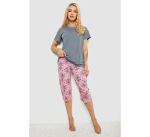 Піжама жіноча з принтом, колір сірий, 243R10293