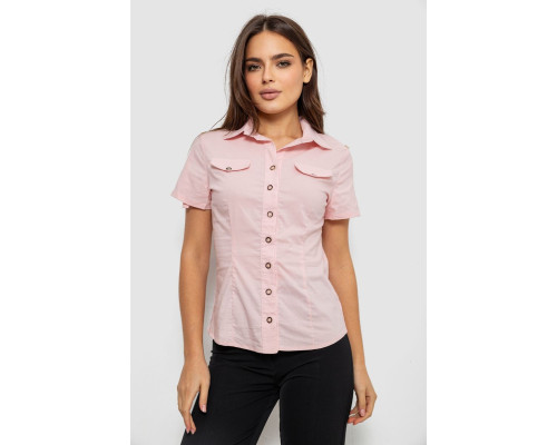 Рубашка женская однотонная, цвет светло-розовый, 230R068-1