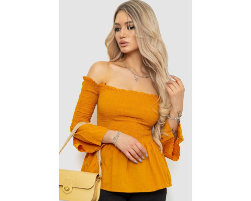 Блуза однотонная, цвет горчичный, 244R254-1