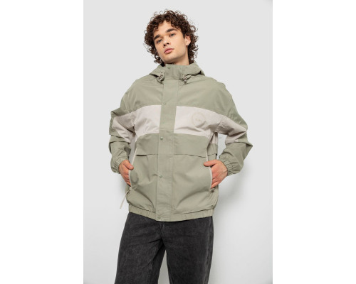 Вітровка чоловіча з принтом, колір оливковий, 214R603-1
