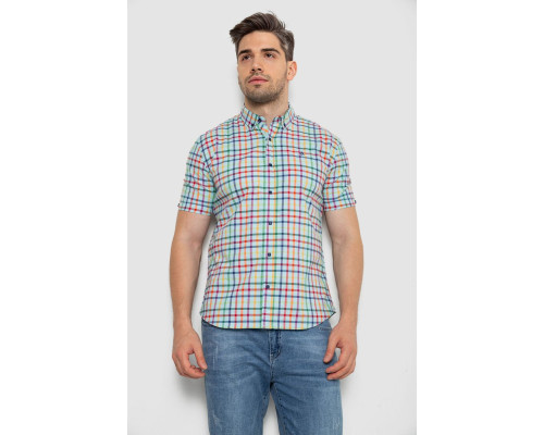 Сорочка чоловіча в клітку, колір блакитний, 214R842